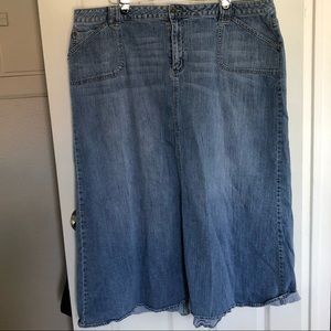 Full length denim skirt modest light wash modest western bohemian plus size 24W
